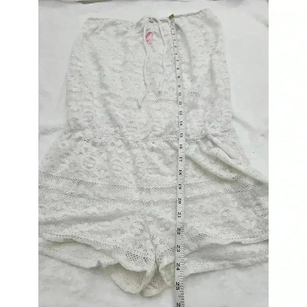 Victoria's Secret Women's Size M White Boho Strapless Romper Swim Coverup